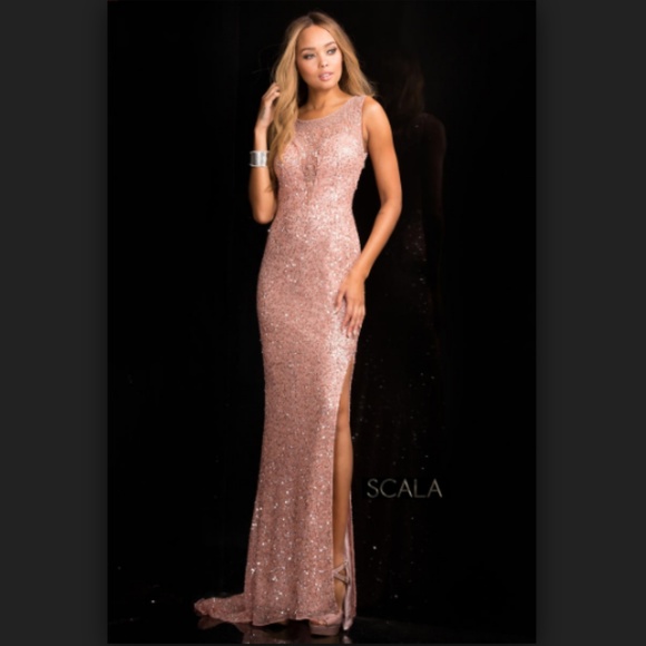 Scala Blush Sequin Gown - Picture 1 of 5